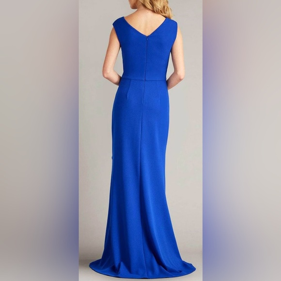 NWOT Tadashi Shoji BOS24245L - Cap Sleeve Ruffle Detail Dress Royal blue sz S - Picture 2 of 10